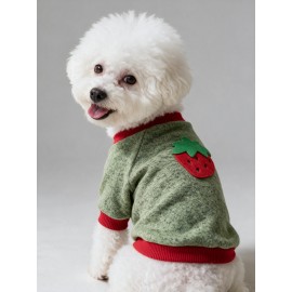 Çilek Tadında Köpek Sweatshirt – Kırmızı Yeşil - Sıcacık
