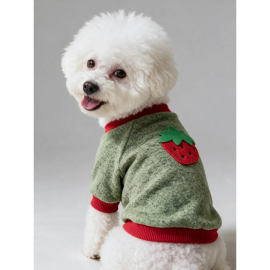 Çilek Tadında Köpek Sweatshirt – Kırmızı Yeşil - Sıcacık