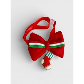 Çorap Xmass Küçük Irk Köpek Papyon Tasması | Kırmızı Fiyonk Boyun Aksesuarı | Noel Temalı Köpek Süsü