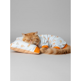 Cozy Meow Penye Kedi Tulum Yastık Uyku Takımı | Tüy Dökülmesini Azaltmaya Yardımcı | Yumuşak & Rahat Kedi Kıyafeti