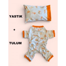 Cozy Meow Penye Kedi Tulum Yastık Uyku Takımı | Tüy Dökülmesini Azaltmaya Yardımcı | Yumuşak & Rahat Kedi Kıyafeti