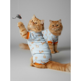 Cozy Meow Penye Kedi Tulum Yastık Uyku Takımı | Tüy Dökülmesini Azaltmaya Yardımcı | Yumuşak & Rahat Kedi Kıyafeti