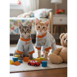 Cozy Meow Penye Kedi Tulum Yastık Uyku Takımı | Tüy Dökülmesini Azaltmaya Yardımcı | Yumuşak & Rahat Kedi Kıyafeti