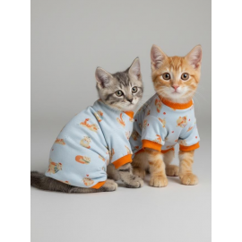 Cozy Meow Penye Kedi Tulum Yastık Uyku Takımı | Tüy Dökülmesini Azaltmaya Yardımcı | Yumuşak & Rahat Kedi Kıyafeti