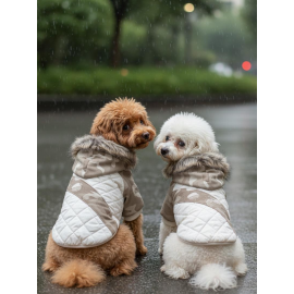 Creamy Camo Kamuflaj Desenli Krem Rengi Köpek Montu Kışlık Ceket 