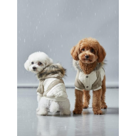 Creamy Camo Kamuflaj Desenli Krem Rengi Köpek Montu Kışlık Ceket 