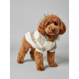 Creamy Camo Kamuflaj Desenli Krem Rengi Köpek Montu Kışlık Ceket 