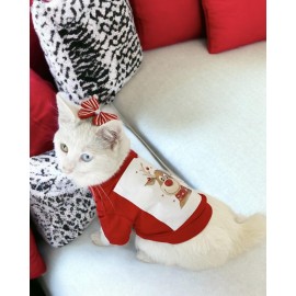 Rudolph Geyikli Kedi Tişörtü Yılbaşı Noel Christmas Kedi Elbisesi