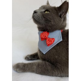 Dinner Date Red Kedi Bandana, Fular, Kedi Kıyafeti Kedi Elbisesi, Kedi Tasması