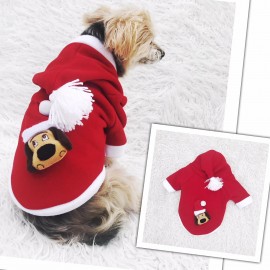 DOG SANTA KAPŞONLU POLAR  NOEL by Kemique YILBAŞI Köpek Kıyafeti