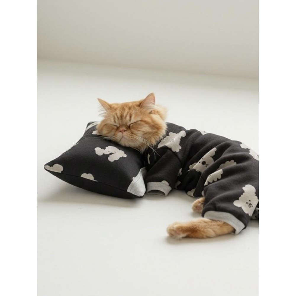 Doggy Doo Kedi Uyku Seti | Penye Kedi Tulum ve Mini Yastık Takımı | Pamuklu | Tüy Dökülmesini Azaltır | 