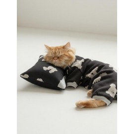 Doggy Doo Kedi Uyku Seti | Penye Kedi Tulum ve Mini Yastık Takımı | Pamuklu | Tüy Dökülmesini Azaltır | 