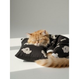 Doggy Doo Kedi Uyku Seti | Penye Kedi Tulum ve Mini Yastık Takımı | Pamuklu | Tüy Dökülmesini Azaltır | 