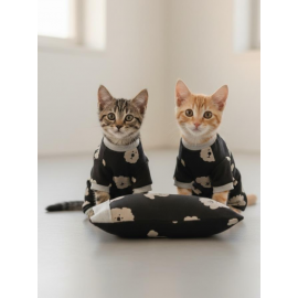 Doggy Doo Kedi Uyku Seti | Penye Kedi Tulum ve Mini Yastık Takımı | Pamuklu | Tüy Dökülmesini Azaltır | 