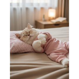 Minimini Kapler Kedi Uyku Seti | Penye Kedi Tulum ve Mini Yastık Takımı | Pamuklu | Tüy Dökülmesini Azaltır | 