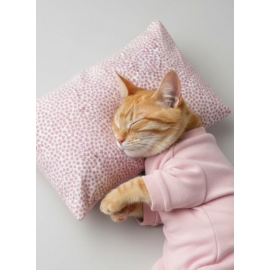 Minimini Kapler Kedi Uyku Seti | Penye Kedi Tulum ve Mini Yastık Takımı | Pamuklu | Tüy Dökülmesini Azaltır | 