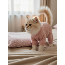 Minimini Kapler Kedi Uyku Seti | Penye Kedi Tulum ve Mini Yastık Takımı | Pamuklu | Tüy Dökülmesini Azaltır | 