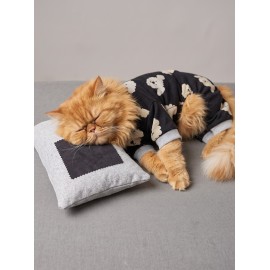 Doggy Doo Kedi Uyku Seti | Penye Kedi Tulum ve Mini Yastık Takımı | Pamuklu | Tüy Dökülmesini Azaltır | 