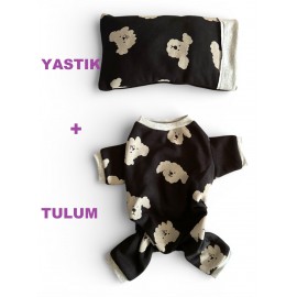 Doggy Köpek Uyku Takımı | Pamuklu Penye Köpek Tulumu ve Mini Yastık | Küçük Irklar İçin | Tüy Dökülmesini Azaltır