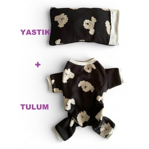Doggy Köpek Uyku Takımı | Pamuklu Penye Köpek Tulumu ve Mini Yastık | Küçük Irklar İçin | Tüy Dökülmesini Azaltır