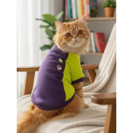 Dondurmalı Patiler Mor ve Fosforlu Sarı Kedi Polar Sweatshirt