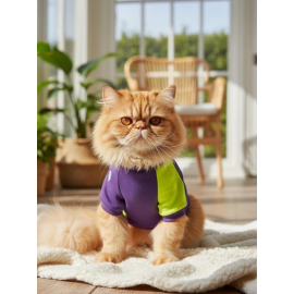 Dondurmalı Patiler Mor ve Fosforlu Sarı Kedi Polar Sweatshirt