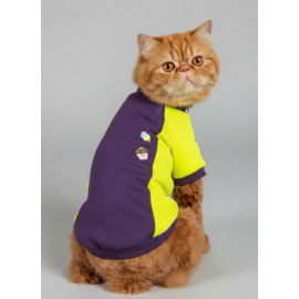 Dondurmalı Patiler Mor ve Fosforlu Sarı Kedi Polar Sweatshirt