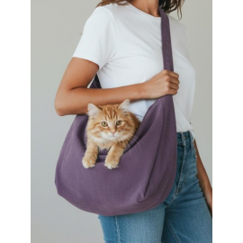 Eflatun Pastel Güderi Dokulu  Kedi Taşıma Çantası – Emniyet Kemerli