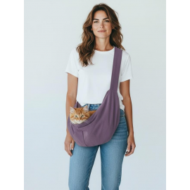 Eflatun Pastel Güderi Dokulu  Kedi Taşıma Çantası – Emniyet Kemerli