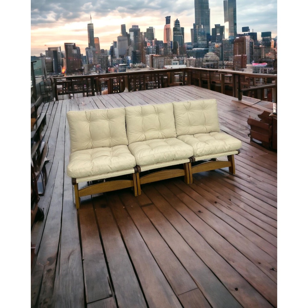 Comfort Sofa, Üçlü Dış Mekan Iroko Koltuk, Koltuk, Iroko