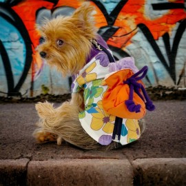 Flower Power Çantalı Tulumlu Su itici Yağmurluklu Köpek Seti Kıyafeti
