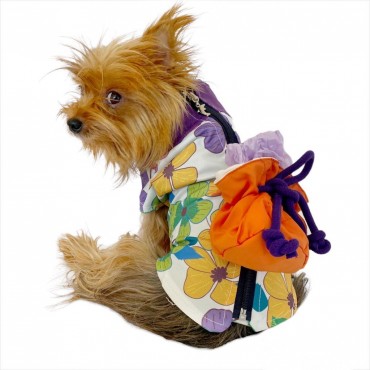 Flower Power Çantalı Su itici Yağmurluk Köpek Yağmurluğu