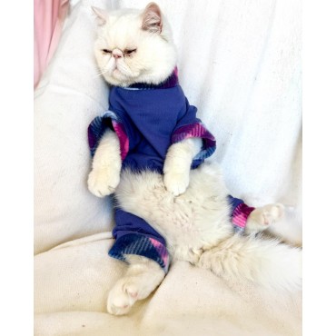 Monogram Purp Polar Kedi Tulum Pijama