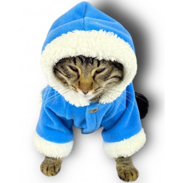 Blue Furry Kapşonlu Sweatshirt Ceket Kedi Süeteri Kıyafeti
