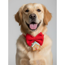 Ginger Home Köpek Papyon Tasması | Kırmızı Fiyonk Boyun Aksesuarı | Noel Temalı Köpek Süsü | Orta ve Büyük Irklar İçin