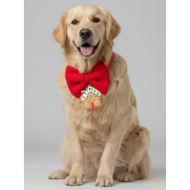 Ginger Home Köpek Papyon Tasması | Kırmızı Fiyonk Boyun Aksesuarı | Noel Temalı Köpek Süsü | Orta ve Büyük Irklar İçin
