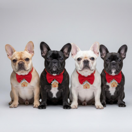 Ginger Home Küçük Irk Köpek Papyon Tasması | Kırmızı Fiyonk Boyun Aksesuarı | Noel Temalı Köpek Süsü