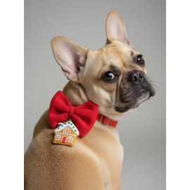 Ginger Home Küçük Irk Köpek Papyon Tasması | Kırmızı Fiyonk Boyun Aksesuarı | Noel Temalı Köpek Süsü