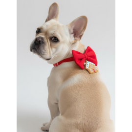 Ginger Home Küçük Irk Köpek Papyon Tasması | Kırmızı Fiyonk Boyun Aksesuarı | Noel Temalı Köpek Süsü