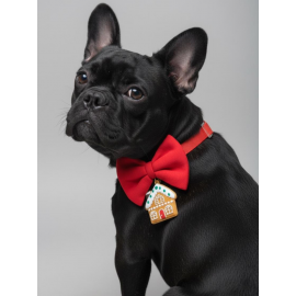 Ginger Home Küçük Irk Köpek Papyon Tasması | Kırmızı Fiyonk Boyun Aksesuarı | Noel Temalı Köpek Süsü