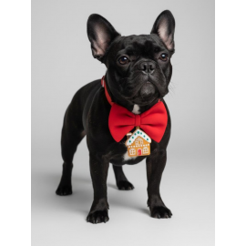 Ginger Home Küçük Irk Köpek Papyon Tasması | Kırmızı Fiyonk Boyun Aksesuarı | Noel Temalı Köpek Süsü