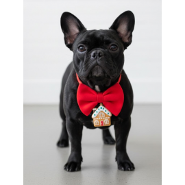 Ginger Home Küçük Irk Köpek Papyon Tasması | Kırmızı Fiyonk Boyun Aksesuarı | Noel Temalı Köpek Süsü