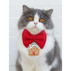 GingerHome Kedi Papyon Tasması | Kırmızı Fiyonk Boyun Aksesuarı | Noel Temalı Kedi Süsü