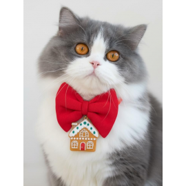 GingerHome Kedi Papyon Tasması | Kırmızı Fiyonk Boyun Aksesuarı | Noel Temalı Kedi Süsü