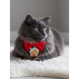 GingerHome Kedi Papyon Tasması | Kırmızı Fiyonk Boyun Aksesuarı | Noel Temalı Kedi Süsü