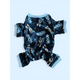 GoodPaws Lacivert Penye Kedi Tulumu | Desenli Kedi Pijaması | Kediler İçin