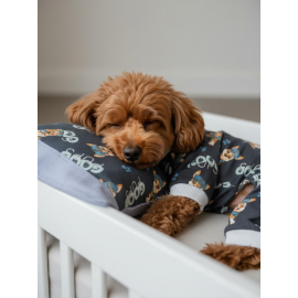 GoodPaws Lacivert Uyku Takımı | Pamuklu Penye Köpek Tulumu ve Mini Yastık | Küçük Irklar İçin | Tüy Dökülmesini Azaltır