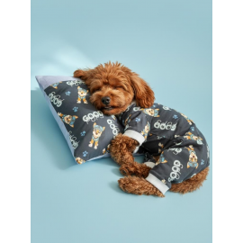 GoodPaws Lacivert Uyku Takımı | Pamuklu Penye Köpek Tulumu ve Mini Yastık | Küçük Irklar İçin | Tüy Dökülmesini Azaltır