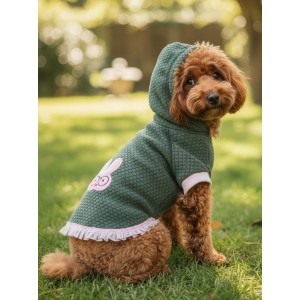 BunnyPop Kapüşonlu Köpek Elbisesi – Yeşil Pembe