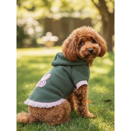 BunnyPop Kapüşonlu Köpek Elbisesi – Yeşil Pembe